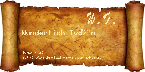 Wunderlich Iván névjegykártya
